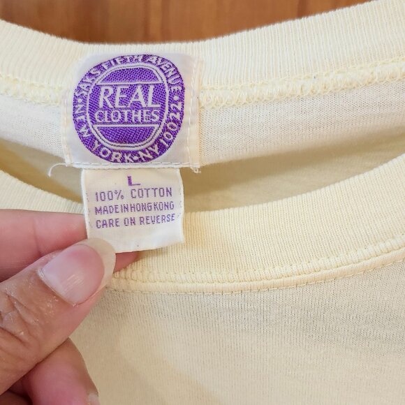 SAKS FIFTH AVENUE Pale Yellow 100% Cotton Tee - Picture 2 of 3